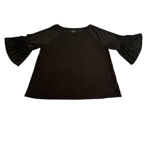 Women's Bell Ruffle Sleeve Black Top Size L